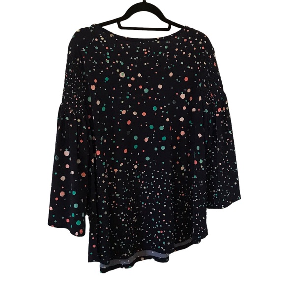 Like new EVRI 1X navy dotted blouse - Picture 3 of 5